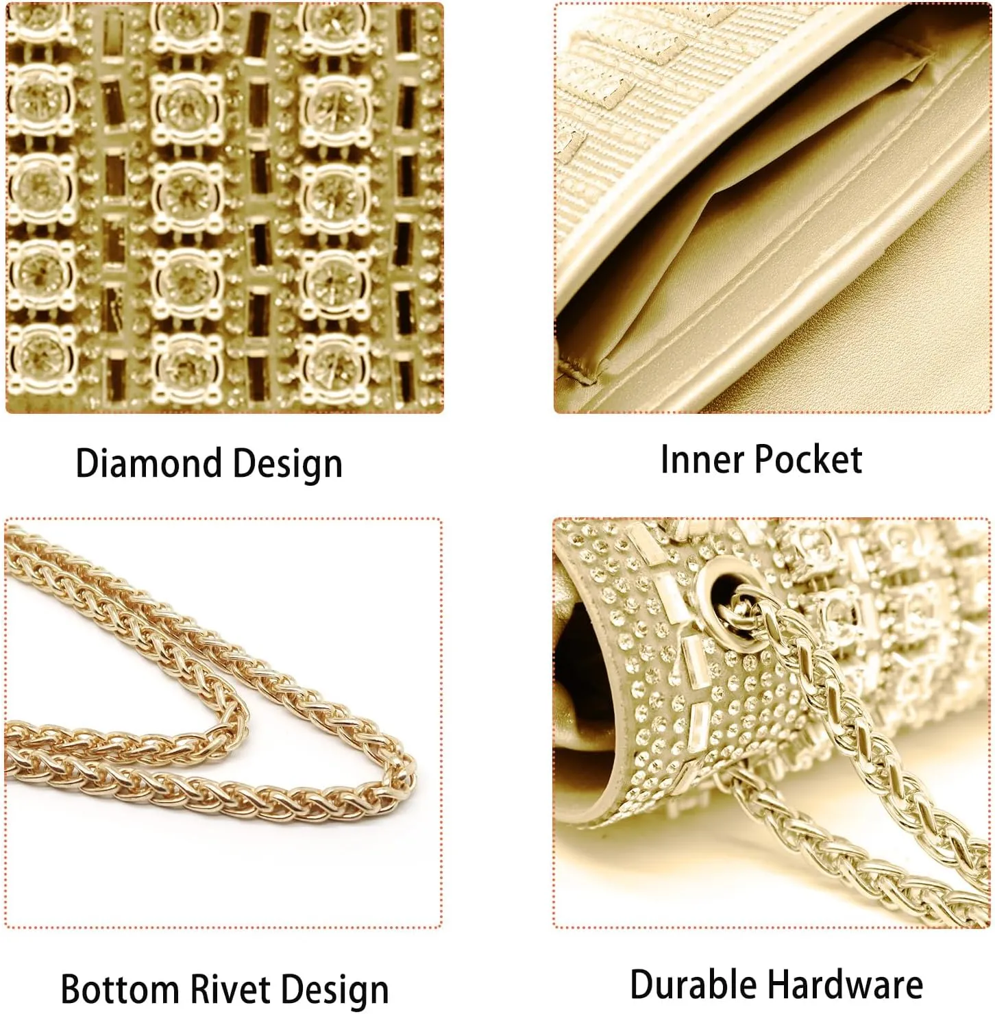 Rhinestone Evening Clutch Purse Silver Crystal Diamond Evening Bag Colorful Shoulder Crossbody Handbags for Wedding