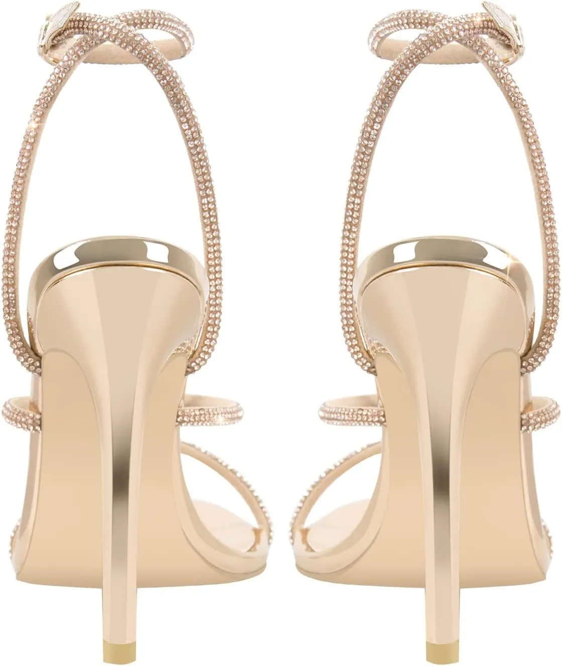 richealnini Rhinestone Stiletto Heels Sandals for Women Crystal Straps Buckle Up Party Dress