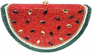 RomanticDesign Cute Watermelon Rhinestone Evening Clutch for Women Glitter Crystal Purse Party Cocktail Banquet Handbag