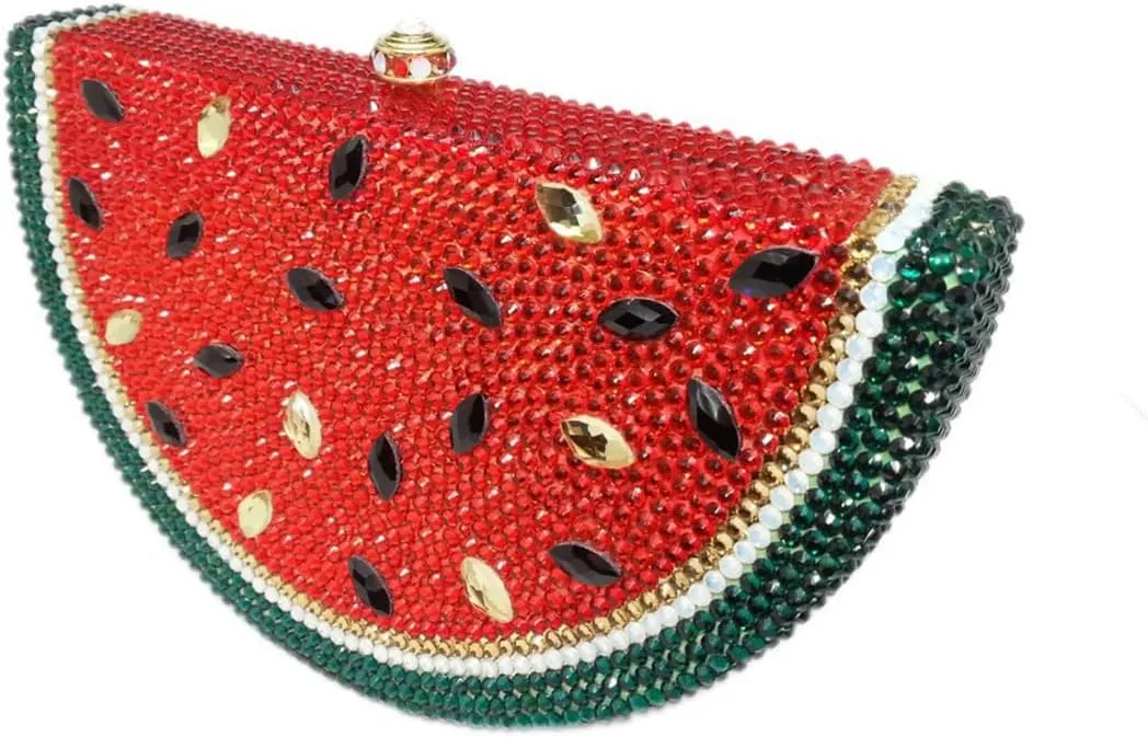 RomanticDesign Cute Watermelon Rhinestone Evening Clutch for Women Glitter Crystal Purse Party Cocktail Banquet Handbag