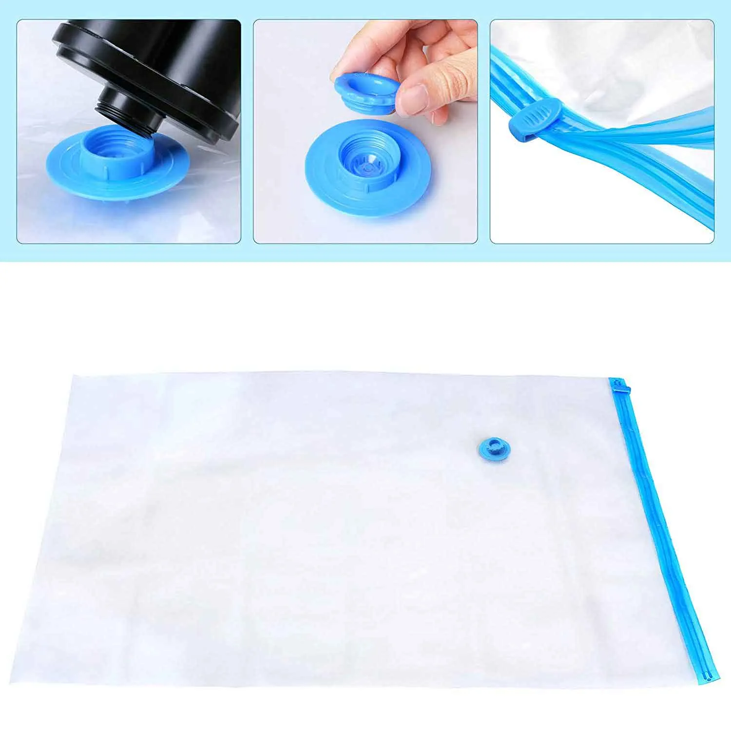 Rootz 10 Piece Set Vacuum Bags - Space Saver Bags - Storage Bags - Transparent - Protects from Dust, Mold, Moisture - Ideal for Travel - PA   PE Material - 128cm x 98cm, 98cm x 68cm, 78cm x 58cm - 38cm x 27.5cm x 10cm - 1.32kg