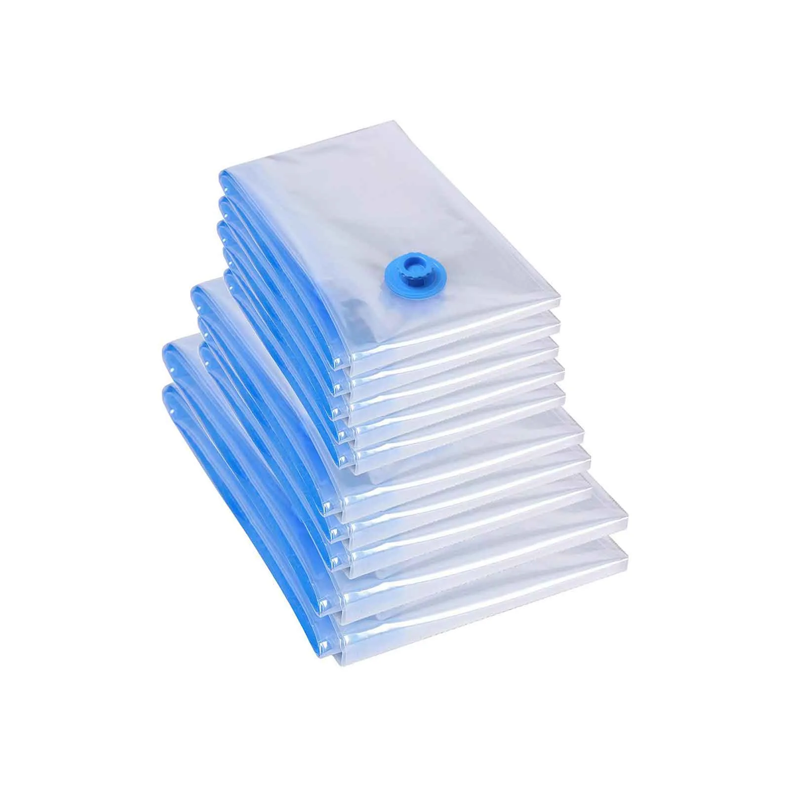Rootz 10 Piece Set Vacuum Bags - Space Saver Bags - Storage Bags - Transparent - Protects from Dust, Mold, Moisture - Ideal for Travel - PA   PE Material - 128cm x 98cm, 98cm x 68cm, 78cm x 58cm - 38cm x 27.5cm x 10cm - 1.32kg