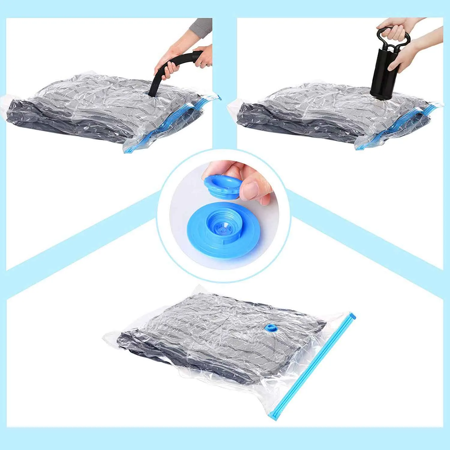 Rootz 10 Piece Set Vacuum Bags - Space Saver Bags - Storage Bags - Transparent - Protects from Dust, Mold, Moisture - Ideal for Travel - PA   PE Material - 128cm x 98cm, 98cm x 68cm, 78cm x 58cm - 38cm x 27.5cm x 10cm - 1.32kg