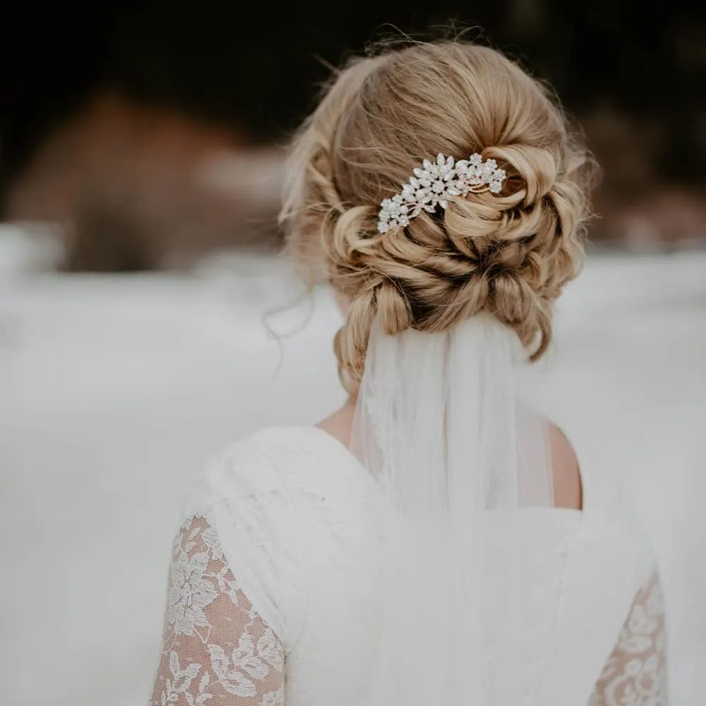Rose Gold Wedding Hair Comb Pearl Crystal Bridal Hair Accessories For Bride and Bridesmaid