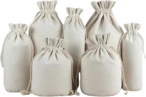 Round Bottom Cotton Linen Canvas Bag Rice Grain Flour Drawstring Storage Bags Household Kitchen
