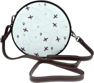 Round Crossbody Bag Small Circle Purse Zip Handbag for Women