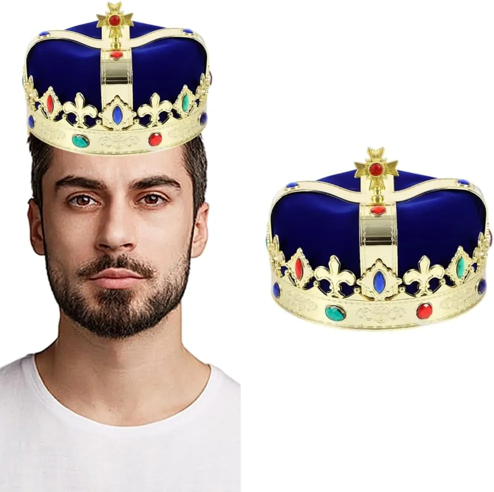 Royal Jeweled King's Crown For Unisex Halloween Costume Prom Cosplay Party Decorations