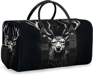 Rustic Elk Travel Duffle Bag for Women Men Gym Duffel Foldable Bag Waterproof Weekender Forest Animal Duffle Tote