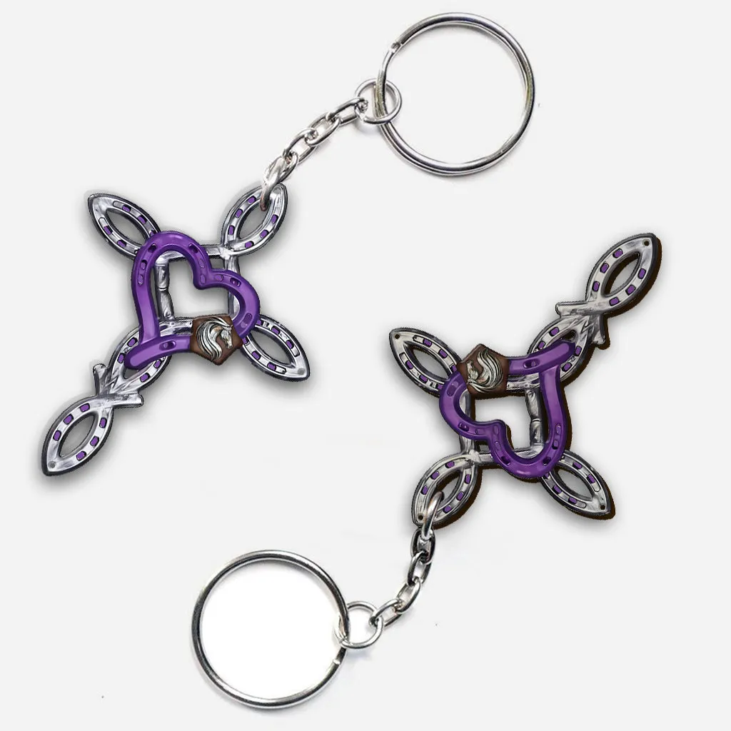 Rustic Horseshoe Cross - Personalized Horse Keychain
