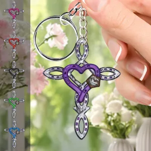 Rustic Horseshoe Cross - Personalized Horse Keychain