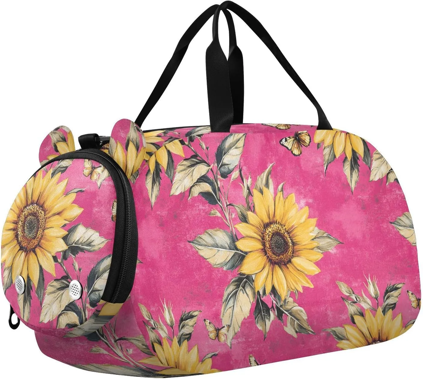 Rustic Sunflower Hot Peach Duffel Gym Bags with Shoes Compartment Multifunctional Carry On Overnight Bag for Beach Swim Bags Pool Sports