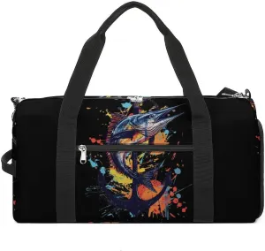 Sailfish Watercolor Funny Gym Bag Travel Duffel Bags Carry On Weekender Overnight Bag for Women Men