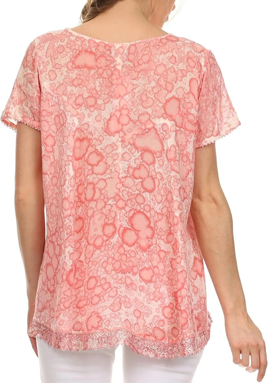Sakkas Charolette Embroidery and Seqiun Accents Blouse
