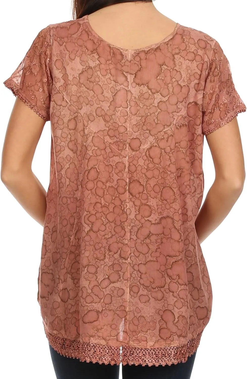 Sakkas Charolette Embroidery and Seqiun Accents Blouse