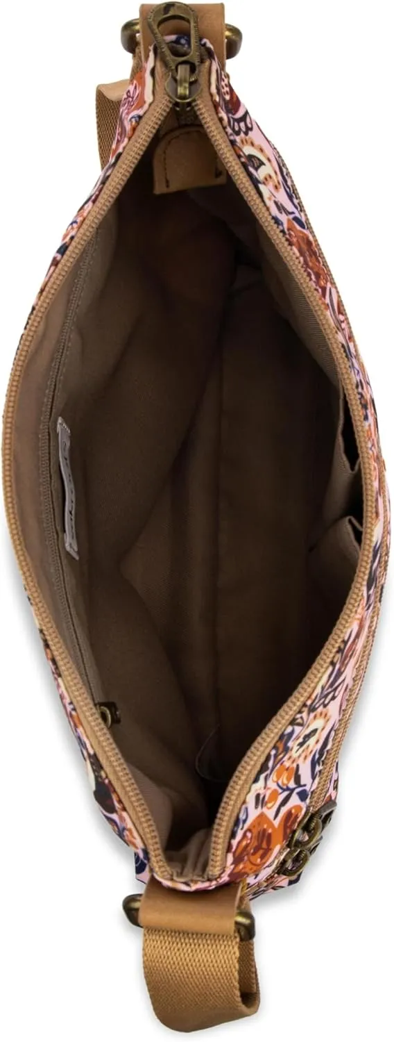 Sakroots Basic Crossbody Bag in Coated Canvas, Multifunctional Purse with Adjustable Strap & Zipper Pockets