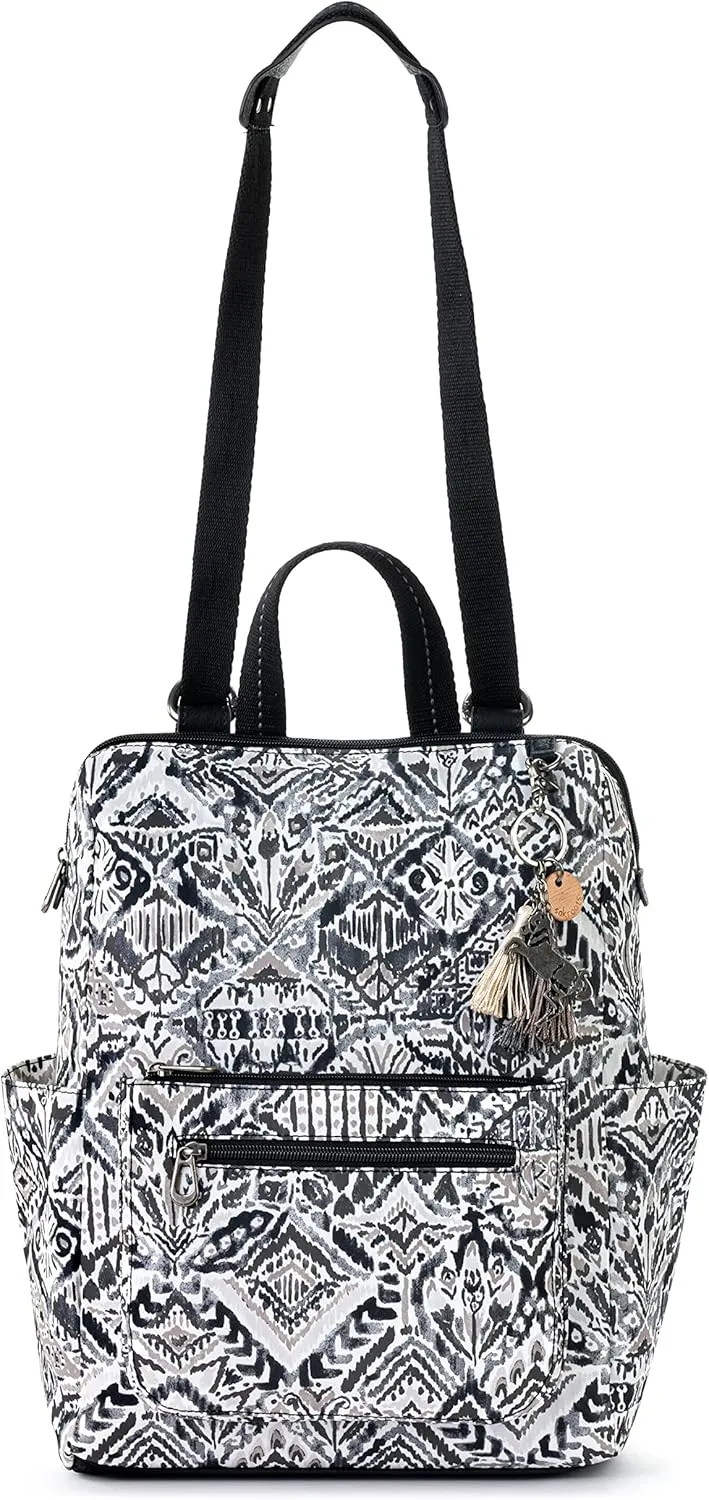 Sakroots Women's Loyola Backpack in Eco-Twill, Adjustable Crossbody Strap, Multifunctional Bag with Laptop Compartment, Convertible Purse, Jet Brave Beauti, One Size