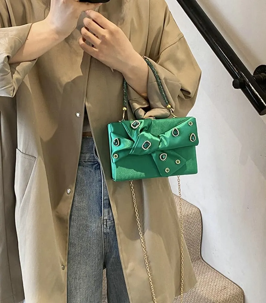 Satin Evening Clutch for Women Shiny Rhinestone Evening Bag Purses Gorgeous Handbags for Feast Party Wedding 2025