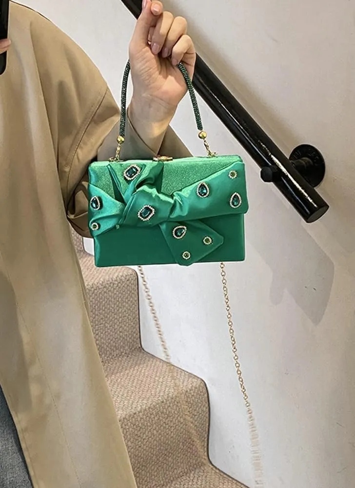 Satin Evening Clutch for Women Shiny Rhinestone Evening Bag Purses Gorgeous Handbags for Feast Party Wedding 2025