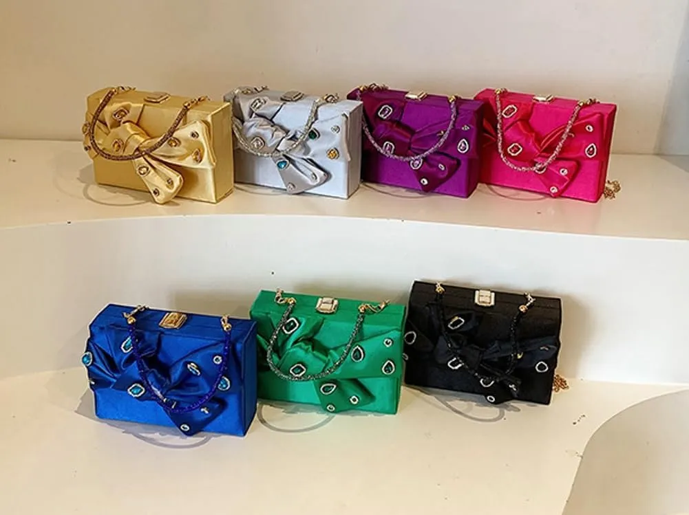 Satin Evening Clutch for Women Shiny Rhinestone Evening Bag Purses Gorgeous Handbags for Feast Party Wedding 2025