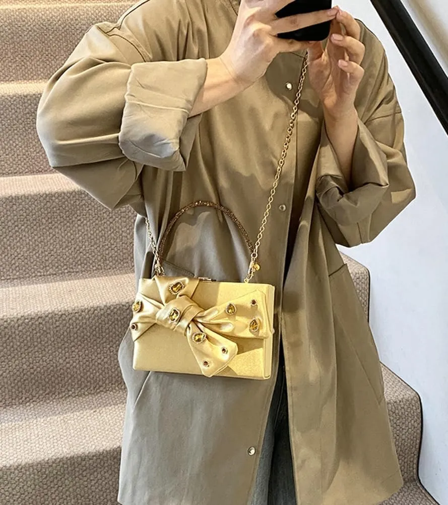 Satin Evening Clutch for Women Shiny Rhinestone Evening Bag Purses Gorgeous Handbags for Feast Party Wedding 2025
