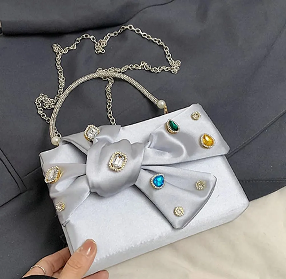 Satin Evening Clutch for Women Shiny Rhinestone Evening Bag Purses Gorgeous Handbags for Feast Party Wedding 2025