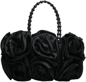 Satin Floral Evening Clutch - Elegant Handbag for Bride, Bridesmaid & Party, Timeless Wedding Accessory