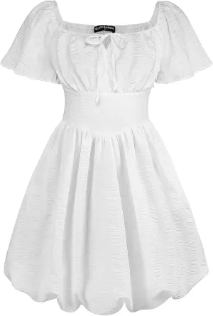 Scarlet Darkness Women Summer Bubble Dress Flutter Sleeve Cottagecore Mini Corset Dress