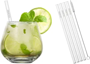 Schott Zwiesel After Work Drinks, Set of 4 Cups, 4 Glass Drinking Straws and 1 Cotton Brush, Dishwasher Safe Tritan Crystal Glasses, Made in Germany (Item No. 130015)