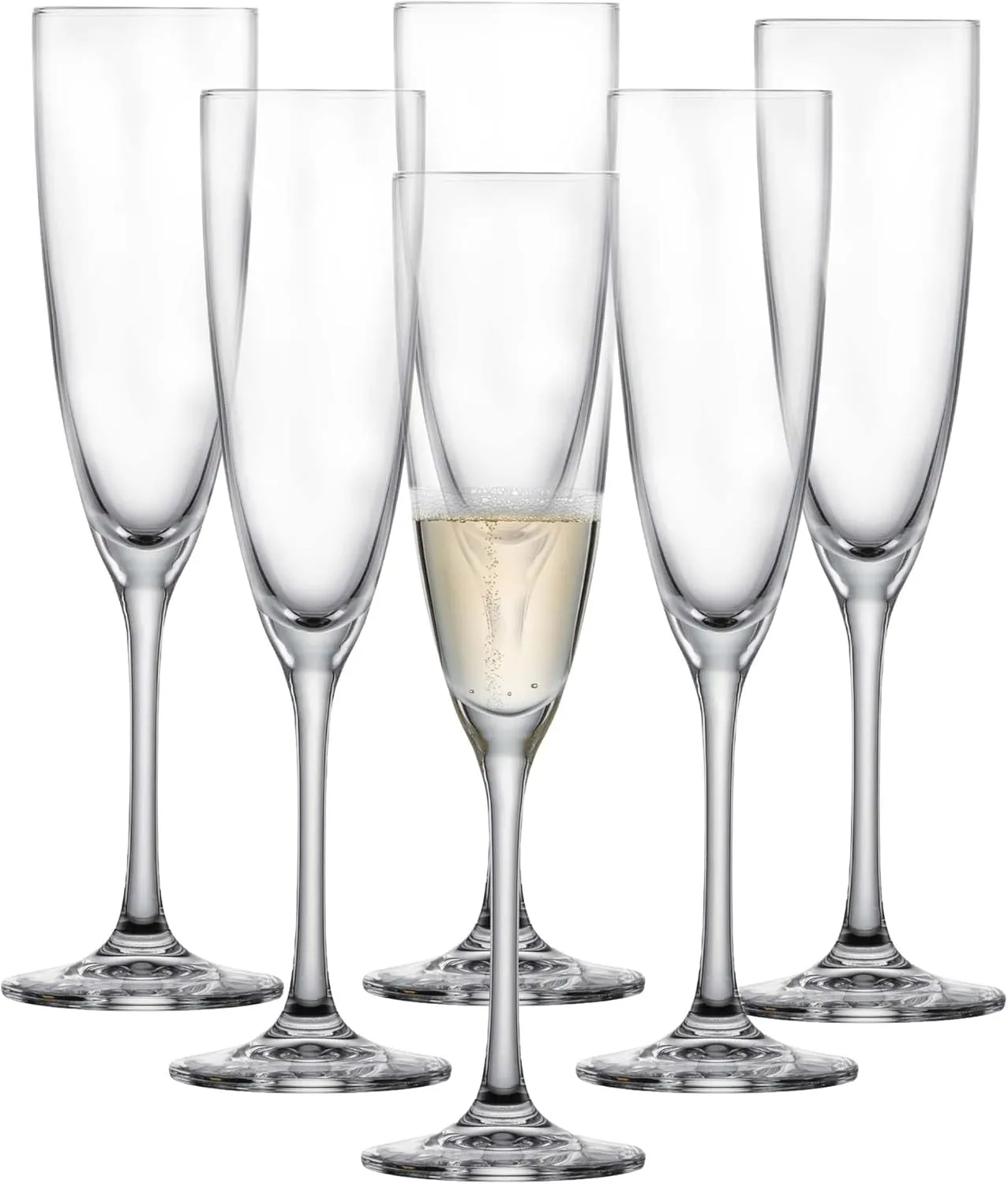 Schott Zwiesel Classico Champagne Glasses (Set of 6), Classic Champagne Glasses with Moussing Point, Dishwasher Safe Tritan Crystal Glasses, Made in Germany (Item No. 123657)