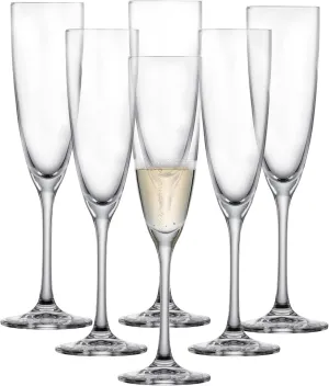 Schott Zwiesel Classico Champagne Glasses (Set of 6), Classic Champagne Glasses with Moussing Point, Dishwasher Safe Tritan Crystal Glasses, Made in Germany (Item No. 123657)