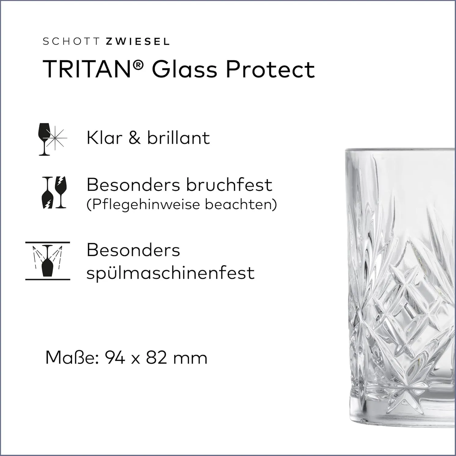 Schott Zwiesel Whisky Glass Show (Set of 4), Graceful Tumbler for Whisky with Relieff, Dishwasher Safe Crystal Glasses (Item No. 121877), Crystal