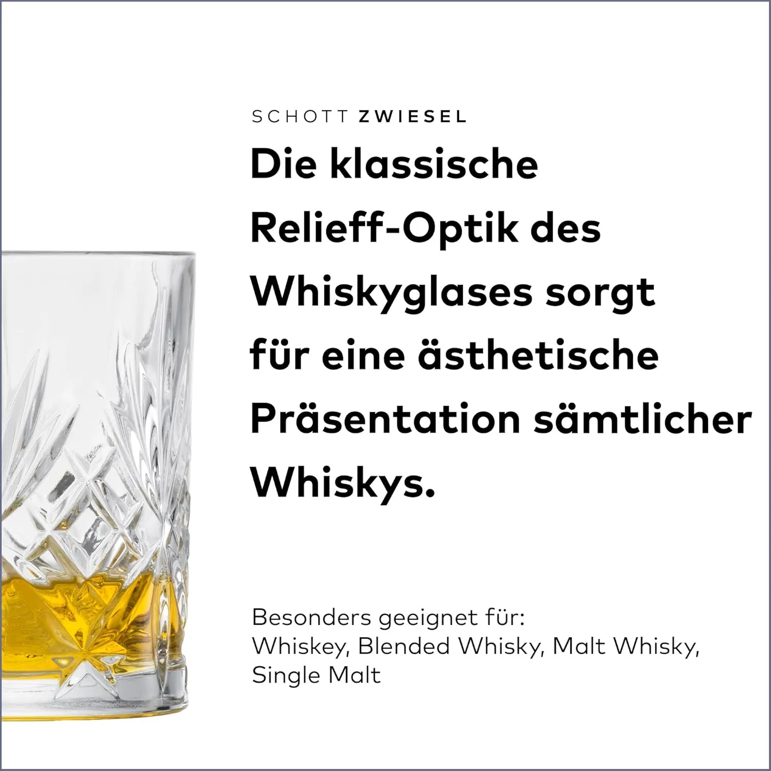Schott Zwiesel Whisky Glass Show (Set of 4), Graceful Tumbler for Whisky with Relieff, Dishwasher Safe Crystal Glasses (Item No. 121877), Crystal