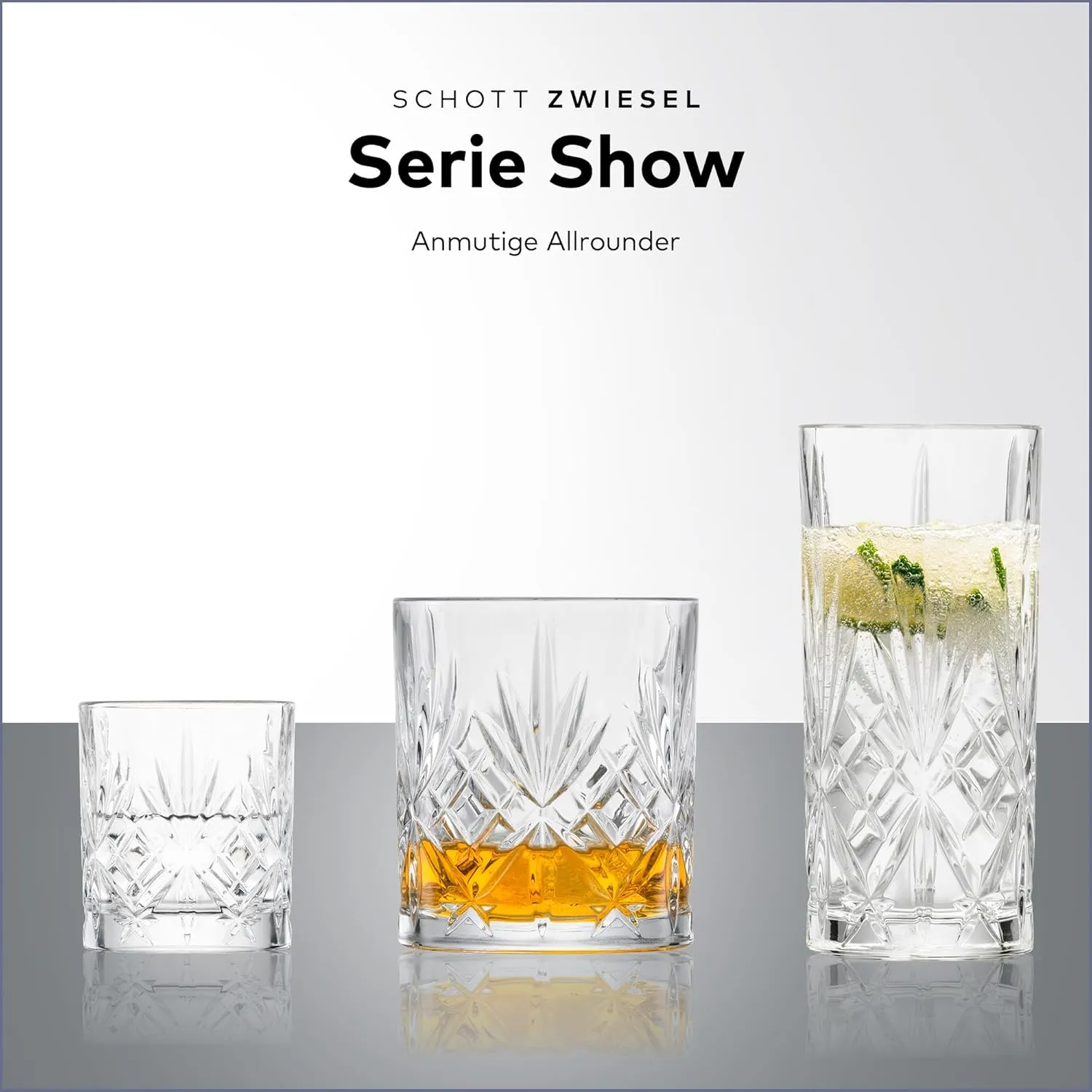 Schott Zwiesel Whisky Glass Show (Set of 4), Graceful Tumbler for Whisky with Relieff, Dishwasher Safe Crystal Glasses (Item No. 121877), Crystal