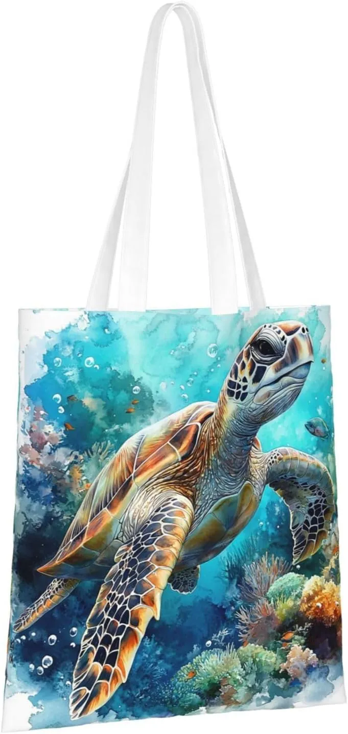 Sea Turtles Tote Bag Reusable Shoulder Tote Bag For Women Lady Vacation, Shopping, Work