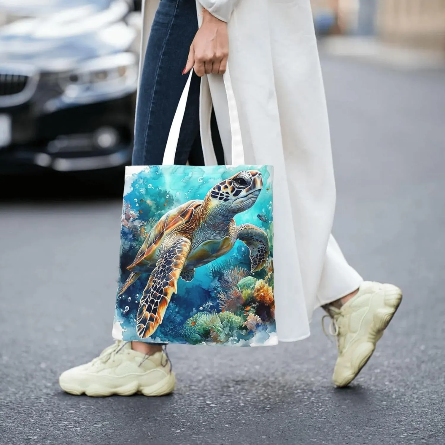 Sea Turtles Tote Bag Reusable Shoulder Tote Bag For Women Lady Vacation, Shopping, Work