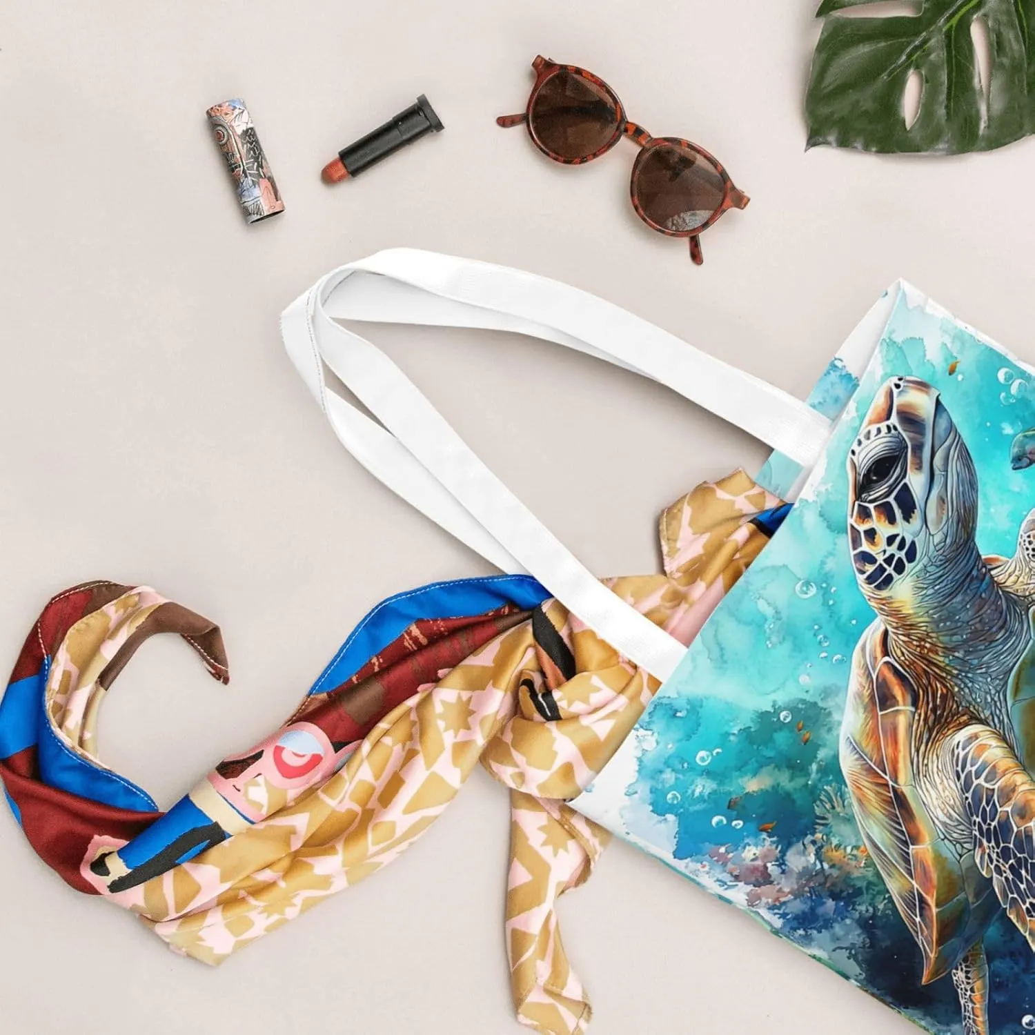 Sea Turtles Tote Bag Reusable Shoulder Tote Bag For Women Lady Vacation, Shopping, Work