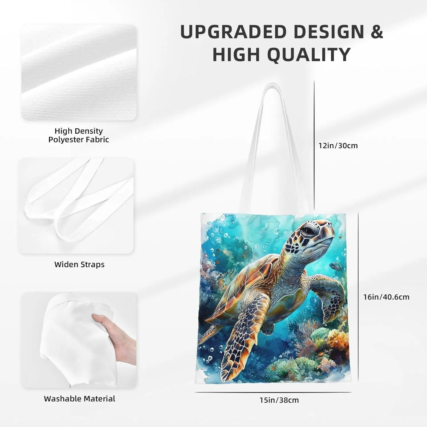 Sea Turtles Tote Bag Reusable Shoulder Tote Bag For Women Lady Vacation, Shopping, Work