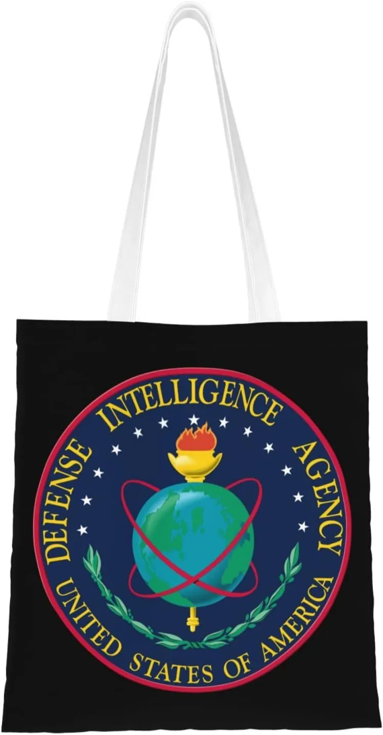 Seal Of The U.S. Defense Intelligence Agency Tote Bag for Women Canvas Shopping Bags Reusable Large Capacity Casual Shoulder Handbags Grocery Bags DIY Gift Bags
