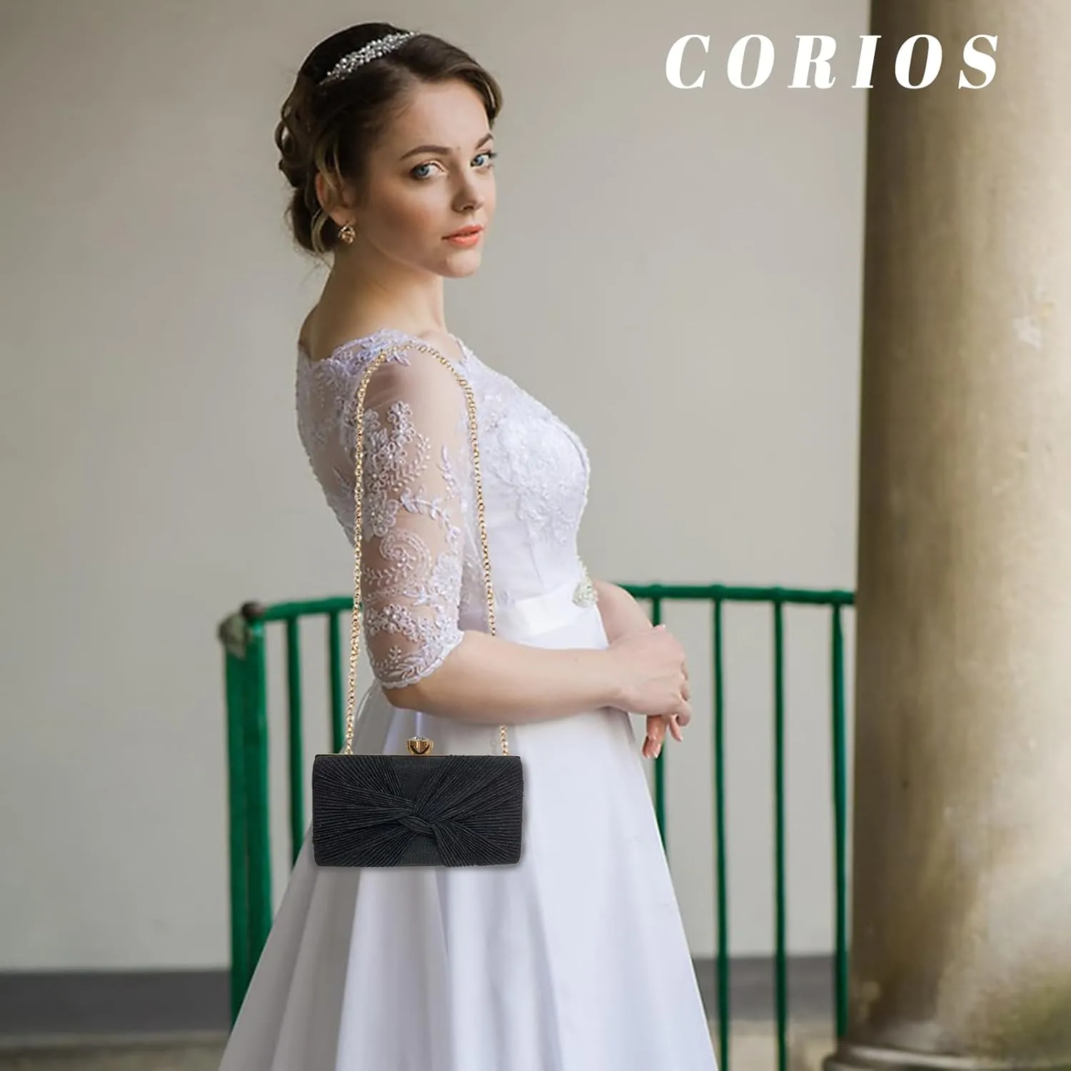 Sequin Clutch Bag Pleated Evening Bag for Women Bridal Wedding Purse Sparkly Rhinestone Handbag Crystal Shoulder Bag