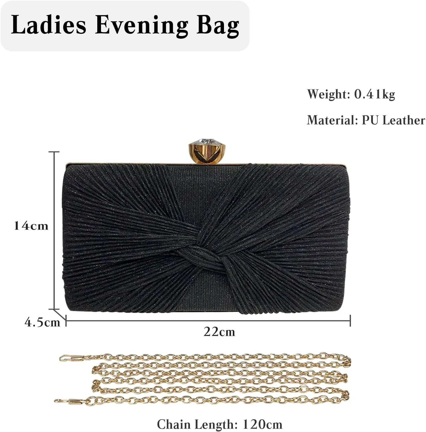 Sequin Clutch Bag Pleated Evening Bag for Women Bridal Wedding Purse Sparkly Rhinestone Handbag Crystal Shoulder Bag
