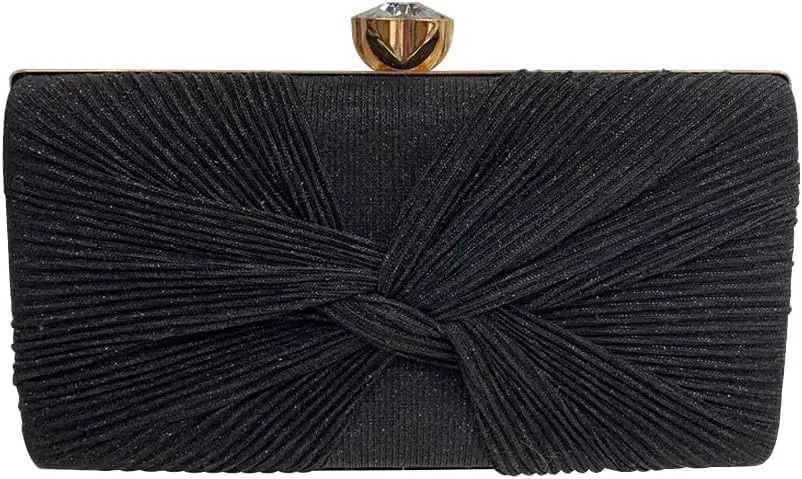 Sequin Clutch Bag Pleated Evening Bag for Women Bridal Wedding Purse Sparkly Rhinestone Handbag Crystal Shoulder Bag