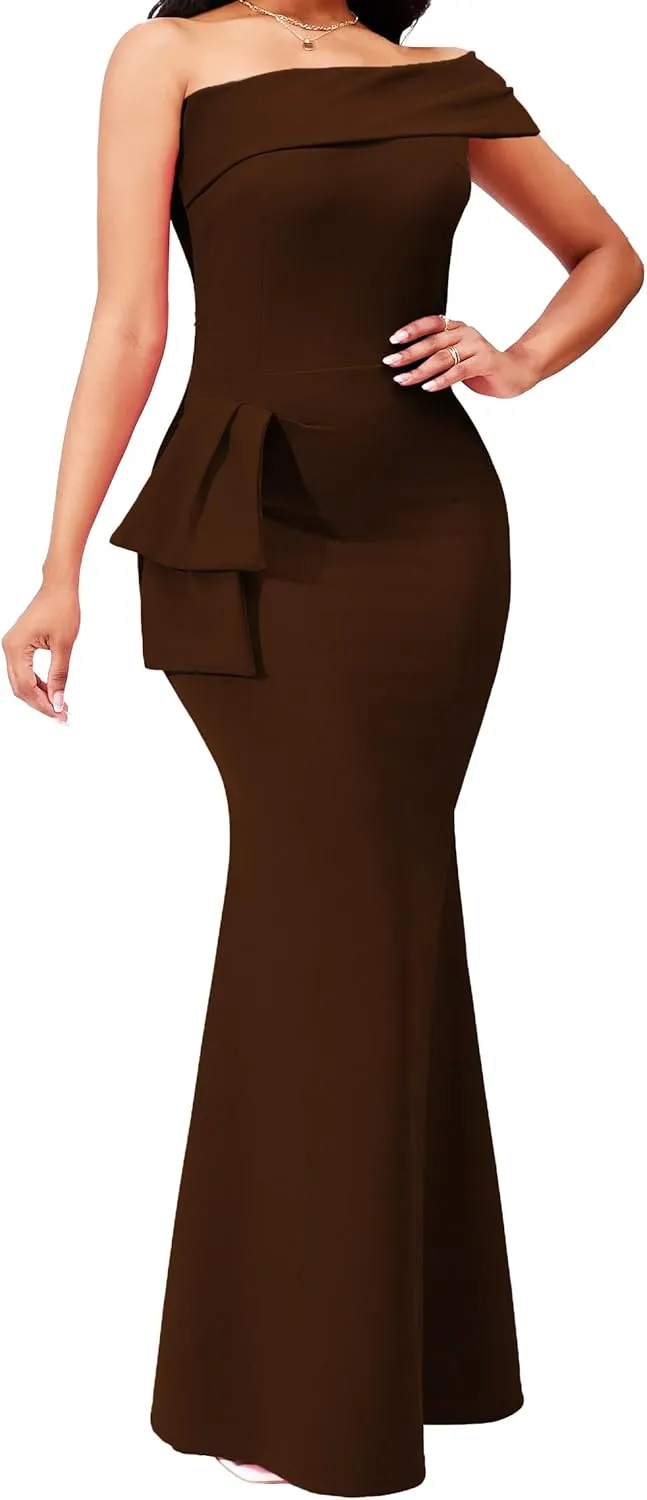 sexycherry Formal Dresses for Women Cocktail Sexy Off Shoulder Floor Length Long Evening Party Dress with Zipper