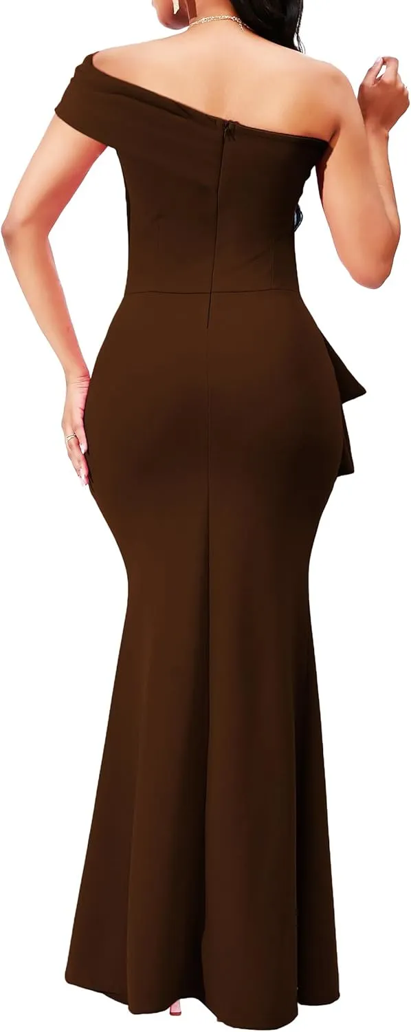 sexycherry Formal Dresses for Women Cocktail Sexy Off Shoulder Floor Length Long Evening Party Dress with Zipper