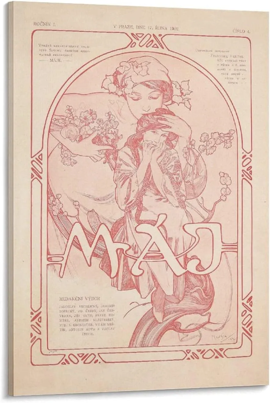 SHAMEN Máje-ByAlphonse Mucha Canvas Art Poster And Wall Art Picture Print Modern Family Bedroom Decor Posters 08x12inch(20x30cm)