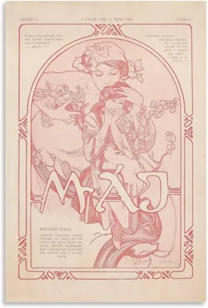 SHAMEN Máje-ByAlphonse Mucha Canvas Wall Art Poster Decorative Bedroom Modern Home Print Picture Artworks Posters 20x30inch(50x75cm)