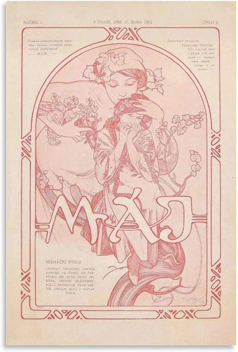 SHAMEN Máje-ByAlphonse Mucha Canvas Wall Art Poster Decorative Bedroom Modern Home Print Picture Artworks Posters 20x30inch(50x75cm)