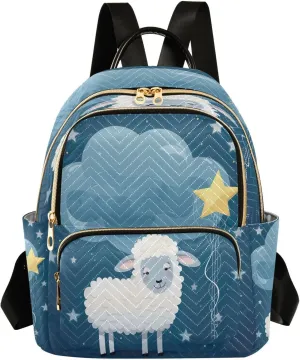 Sheep Night Backpack Purse for Women Fashion Small Mini Daypack Purse for Lady Anti-theft Shoulder Bag Back Pack Handbag Lady Purse