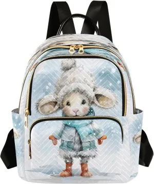 Sheep Winter Backpack Purse for Women Fashion Small Mini Daypack Purse for Lady Anti-theft Shoulder Bag with Strap Handbag Lady Purse, Medium