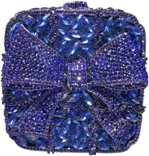 Shining Ladies Bow Knot Evening Clutch Crystal Handbag Rhinestone Shoulder Bag Diamond Purse for Wedding Prom Party