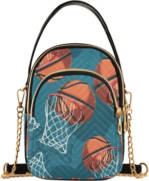 Shoot A Basketball Crossbody Handbags for Women Casual Leather Shoulder Phone Purse